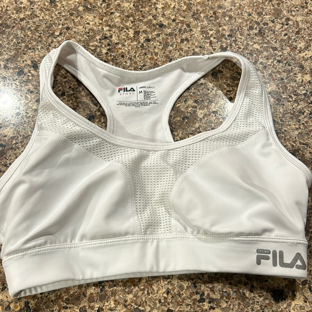 Fila white sports bra size medium.